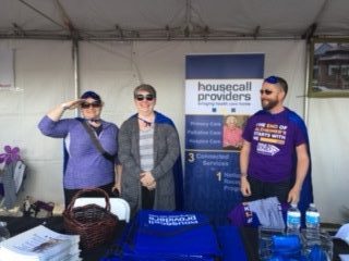 Hospice Administrative Coordinator Carrie Butler, Hospice Director Rebecca Ashling and Palliative Care Social Worker Kirk Porter at the HCP booth.