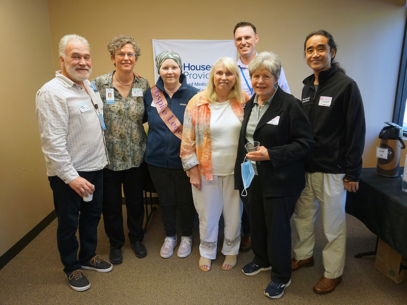 Housecall Providers Hospice employees celebrating 15 year anniversary with Rebecca Ashling, Founder, in Portland, Oregon